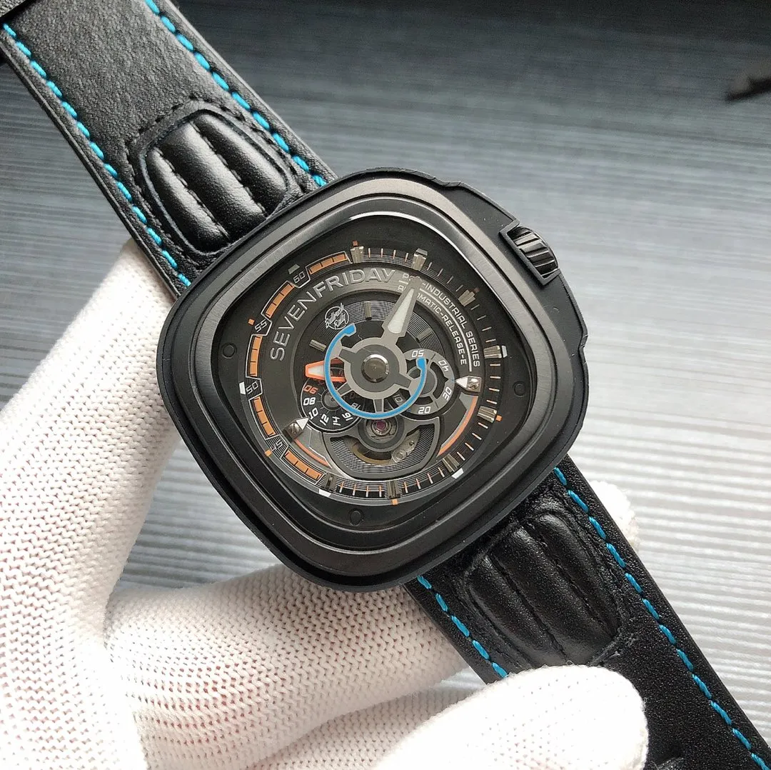 【Authentic Tmall】💰1640! SevenFriday 🎮Novel design, using a disc instead of the hour hand, the whole watch is full of three-dimensionality, model: SF-P6B/02 Bullrush really 2017 limited edition, size: 47*47mm, 🎮original Japanese Citizen Miyota82S7 mechanical movement, with 24-hour indicator dial, clear day and night display, supports third-party NFC anti-counterfeiting! 🎮Sanjie exquisitely recommends men’s mechanical watches. SJ carefully creates ultra-realistic photo shoots for you.